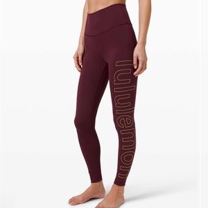 Lululemon wunder under high rise tight 28” everlux lunar new year Cassis size 6
